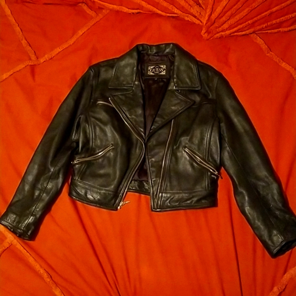 Vintage Guess Genuine Leather Motorcycle Jacket